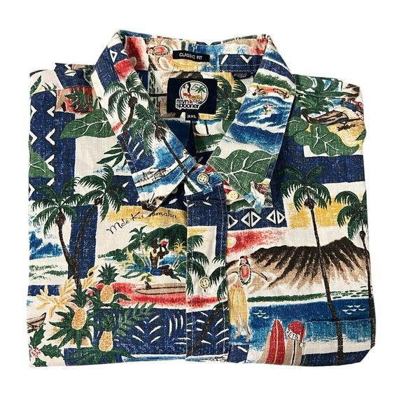 Reyn Spooner Mele Kalikimaka Christmas Hawaiian Shirt Size 3XL Cotton Blend - Picture 9 of 9